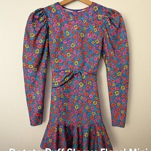 Rotate Birger Christensen Puff Sleeve Floral Mini Dress | Size 4